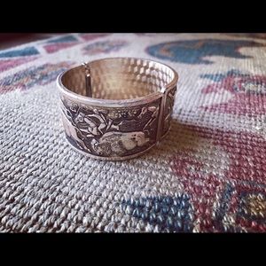 Native American Hunting Scene Cuff Bracelet